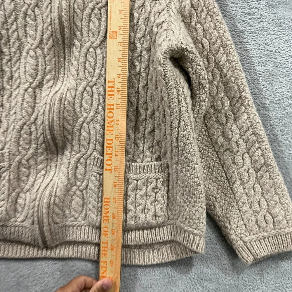 Aran‎ Crafts Sweater Women Medium Cable Knit Merino Wool Ireland Cardigan Hood